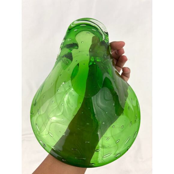 Bright Green Murano Art Glass Bowl Controlled Bubbles Bullicante Dish Bowl 60s - Picture 7 of 14